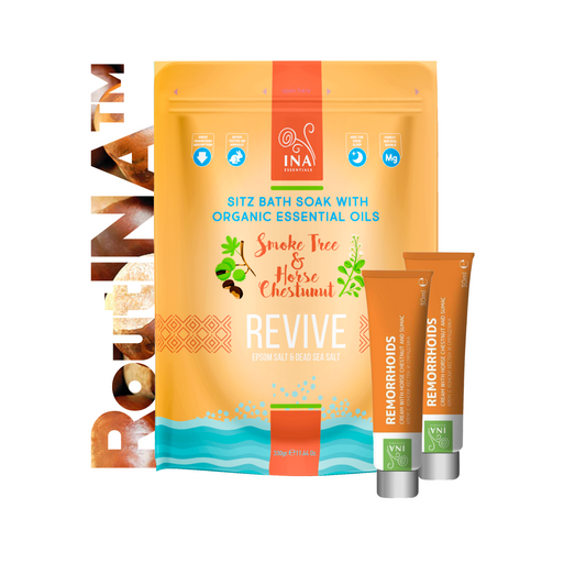 Åderbråck och Hemorrojder RoutINA™ - Varaktig Lösning Kräm och Badsalt med Perukbuske och Hästkastanj