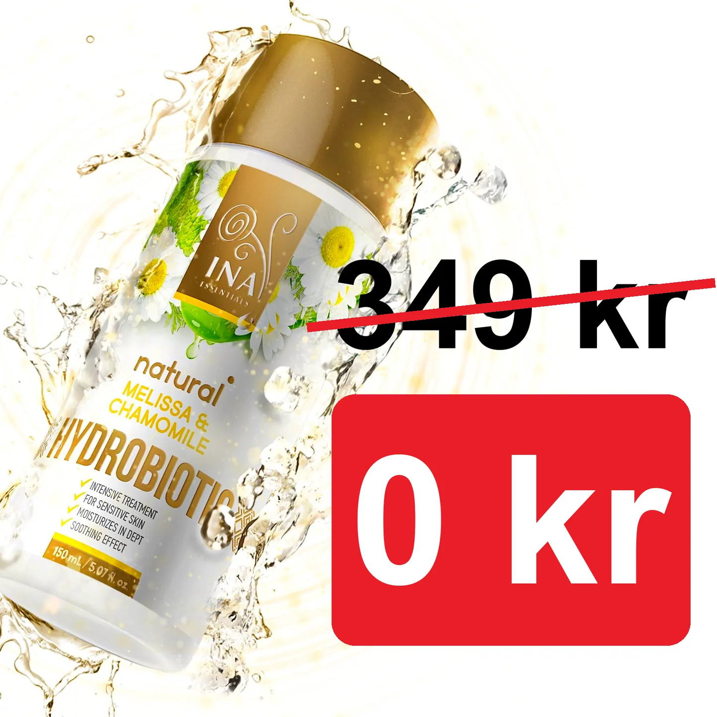 + Gåva Hydrobiotic Kamomill, Melissa och Aloe Vera - intensivt lugnande vård för Känslig hud