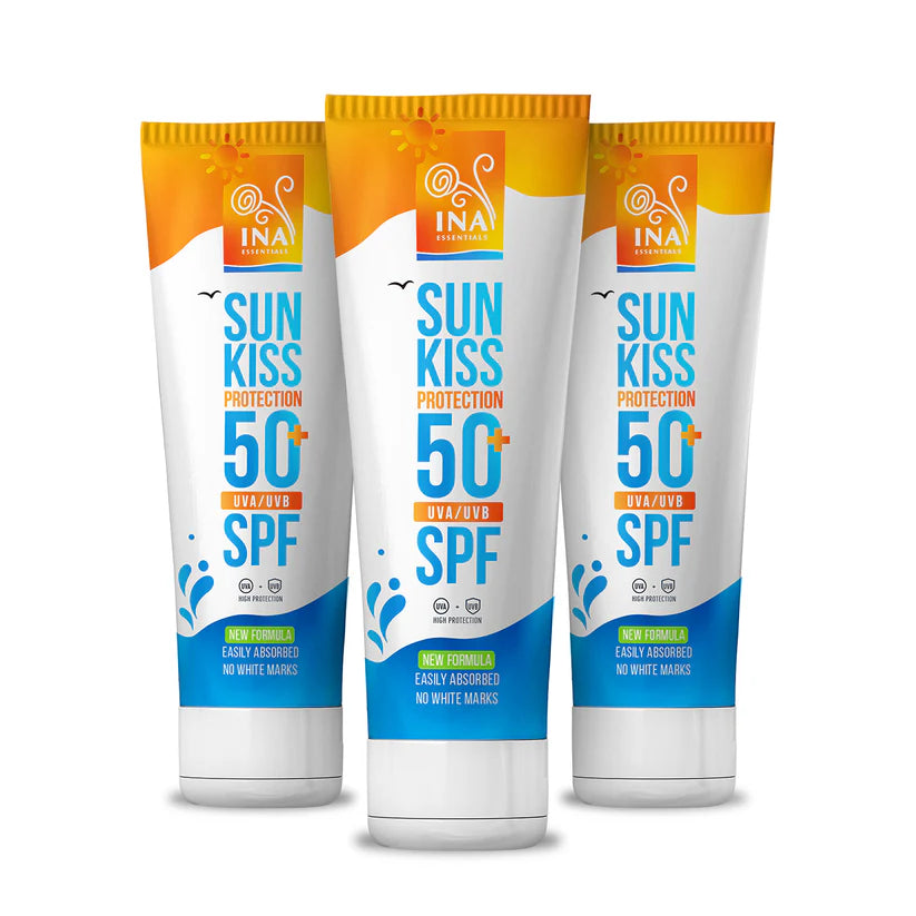 Familjepaket för solskydd - 2+1 Naturlig solkräm för ansikte och kropp SPF 50+ med ekologisk vit gran