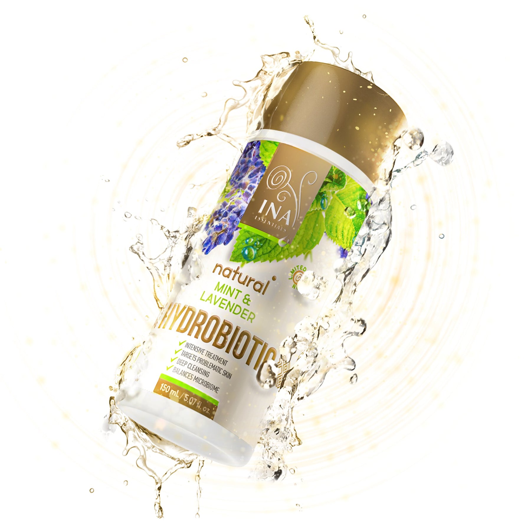 Hydrobiotic – Lavendel & Mynta – intensivvård mot AKNE (150ml) InaEssentials.SE
