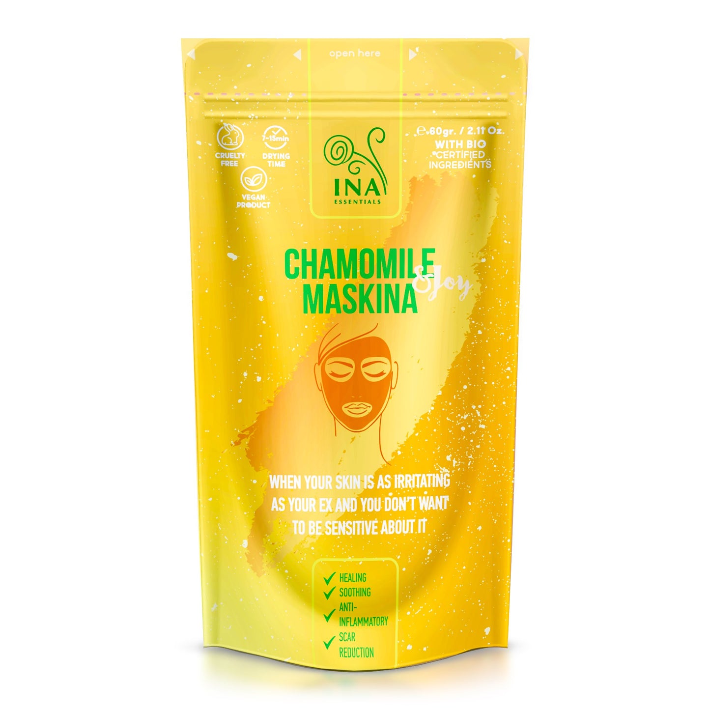 Kamomill Maskina - för KÄNSLIG och IRRITERAD hud (60g) InaEssentials.UK