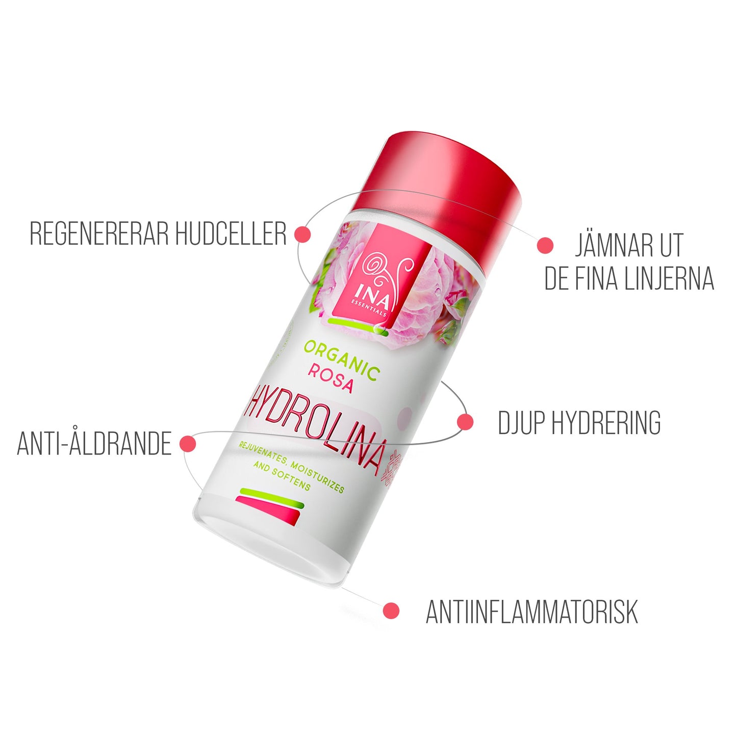 Ekologiskt Rosenvatten - Hydrolina för Torr Hud - 150 ml inaessentialsuk