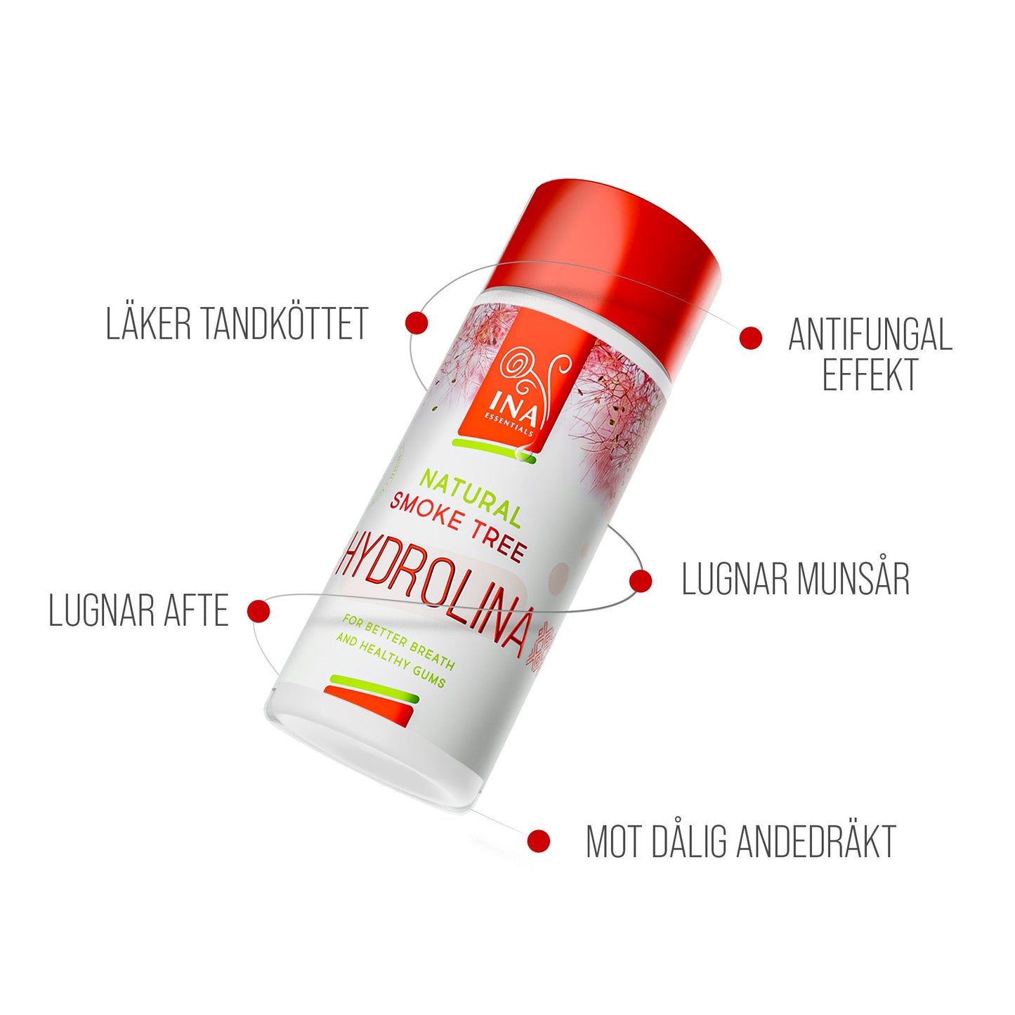 3x Perukbuskevatten - Hydrolina - Familjeset för Munvård - 3x150 ml InaEssentials.SE