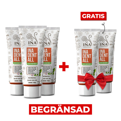 Köp 3 Ina Dent-All-tandkrämer – få 2 naturliga tandkrämer gratis