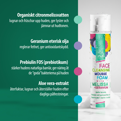 Naturligt Rengöringsskum för Ansiktet med Citronmeliss och Geranium