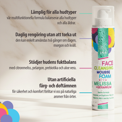 Naturligt Rengöringsskum för Ansiktet med Citronmeliss och Geranium