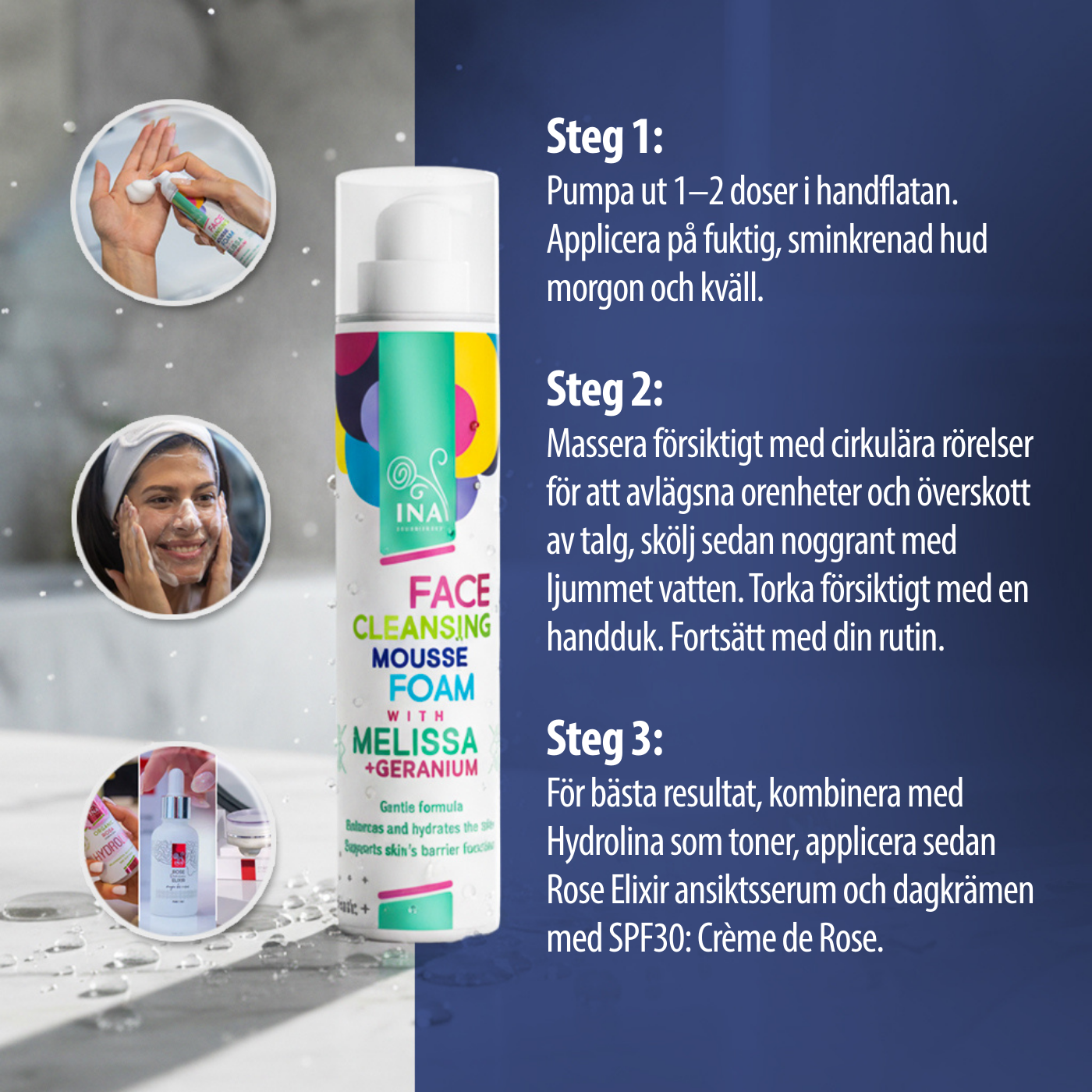 Naturligt Rengöringsskum för Ansiktet med Citronmeliss och Geranium