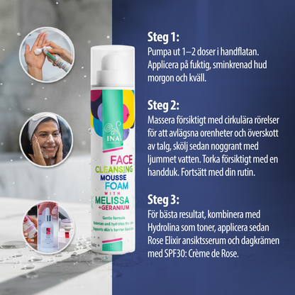 Naturligt Rengöringsskum för Ansiktet med Citronmeliss och Geranium